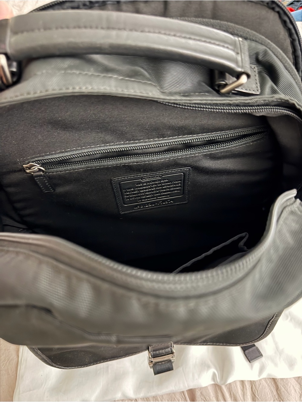 Coach Black Nylon Backpack with Leather Trim - Picture 3 of 7